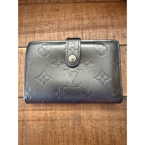 Louis Vuitton Wallet W/Dust Bag Black Matte Vernis Monogram Leather Bifold - Picture 2 of 14